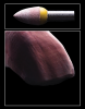 Fig 6. Finishing the surface or pre-polishing with a pink point after fine diamond surface texture prior to sintering. Note the slightly more realistic-looking surface texture than in Figure 5.