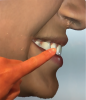 Fig 8. Digitizing the patient’s face and teeth allows them to be displayed on a large monitor in the office, making co-diagnosis more realistic.